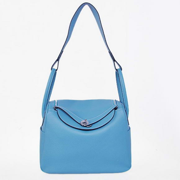 H1057 Hermes Lindy 30CM Havanne Borse 1057 Light Blue Leather